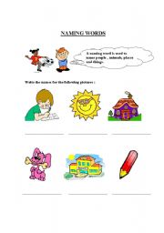 English Worksheet: Naming Words