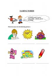 English worksheet: Naming Words