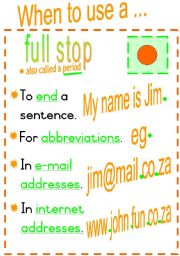 When to use a full stop.   Fully  Editable Poster