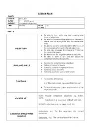 English worksheet: LESSON PLAN