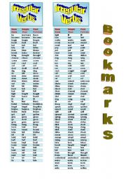 Irregular Verbs - Bookmarks