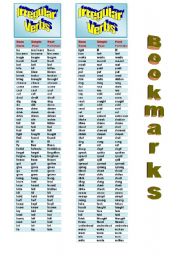 English Worksheet: Irregular Verbs - Bookmarks