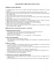 English Worksheet: Business English: Dealing with complaints face-to-face