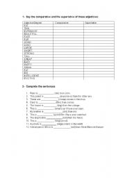 English worksheet: Adjective degrees