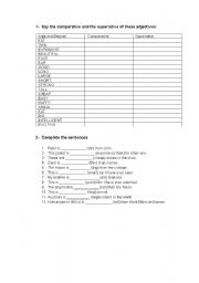 English Worksheet: Adjective degrees