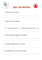 English Worksheet: Spot the mistake 