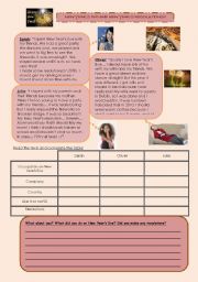 English Worksheet: New Years Eve and New Years Resolutions