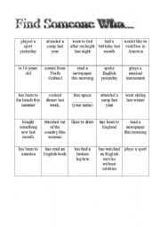 English Worksheet: Human Bingo