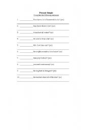 English Worksheet: Present Simple tense