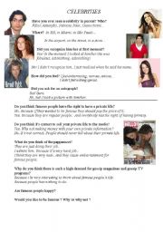 English Worksheet: Celebrities