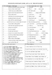 English Worksheet: how much, how many