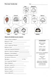 English Worksheet: The Jones family tree