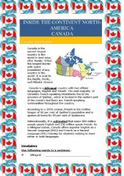 English Worksheet: Inside the continent North-America - Canada (4 pages)