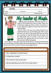 English Worksheet: MY TEACHER OF MUSIC ( 2 PAGES )