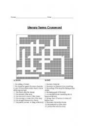 English Worksheet: Literary Terms Crossword