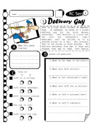English Worksheet: RC Series 03 Delivery Guy - Level 1 (Fully Editable + Answer Key)