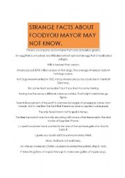 English Worksheet: Strange facts about food