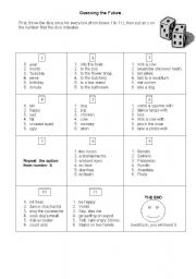 English Worksheet: GUESSING THE FUTURE (GAME)