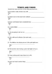 English worksheet: TENSES AND FORMS
