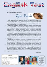 ENGLISH TEST - TYRA BANKS