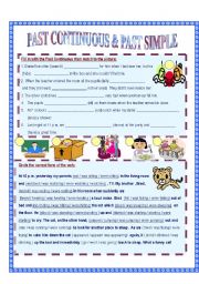 English Worksheet: Past Continuous+ Past Simple