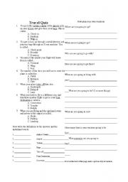 English Worksheet: Travel Quiz and Questions