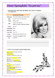 English Worksheet: Dusty Springfield In private 