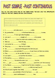 English Worksheet: PAST SIMPLE - PAST CONTINUOUS