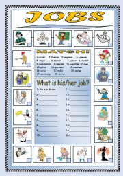 English Worksheet: JOBS (Match & Answering the Questions