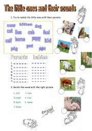 English Worksheet: The little ones an their sounds