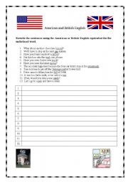 English Worksheet: American and British English