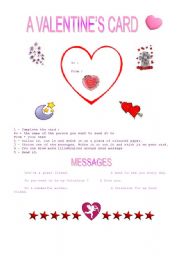 English Worksheet: A Valentines card