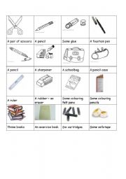 English Worksheet: school material