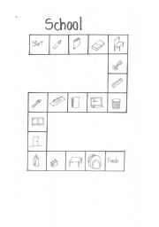 English Worksheet: Board game school objects