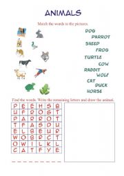 English worksheet: Animals