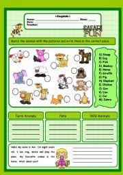 English Worksheet: Animals