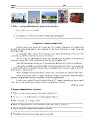 English Worksheet: A View from a London Double-Decker