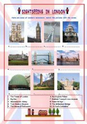 English Worksheet: SIGHTSEEING IN LONDON (2 parts)