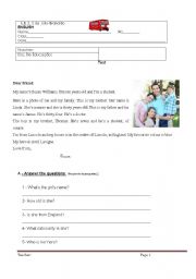 English Worksheet: Test with personal information