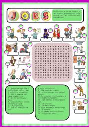 JOBS - word search + matching definition + key