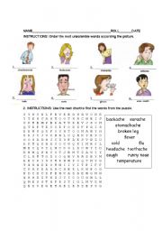 English Worksheet: SICKNESS, ILLNESS