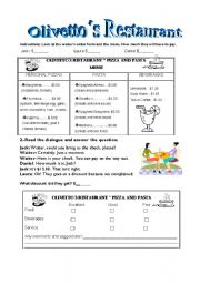 English Worksheet: RESTAURANT