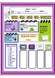 English Worksheet: Worksheet on  What - Who - When - Where - 