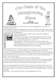English Worksheet: The Case of the Disappearing Signs (Mystery to Solve)
