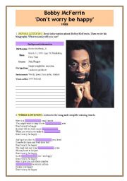 English Worksheet: Bobby McFerrin Dont worry be happy