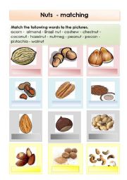 English Worksheet: Nuts - flashcards and matching exercise