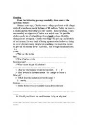 English Worksheet: reading