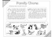 English Worksheet: Family Chores: Reading (2 pages + Key Answer)