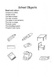 English Worksheet: School objects