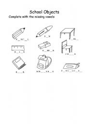 English Worksheet: School objects